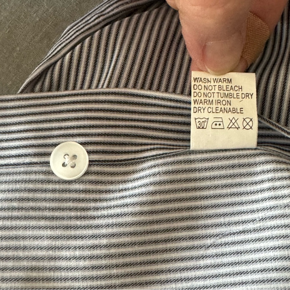 New PAUL SMITH London Short Sleeve Button Up Shirt Charcoal Grey White Stripes - Picture 16 of 16